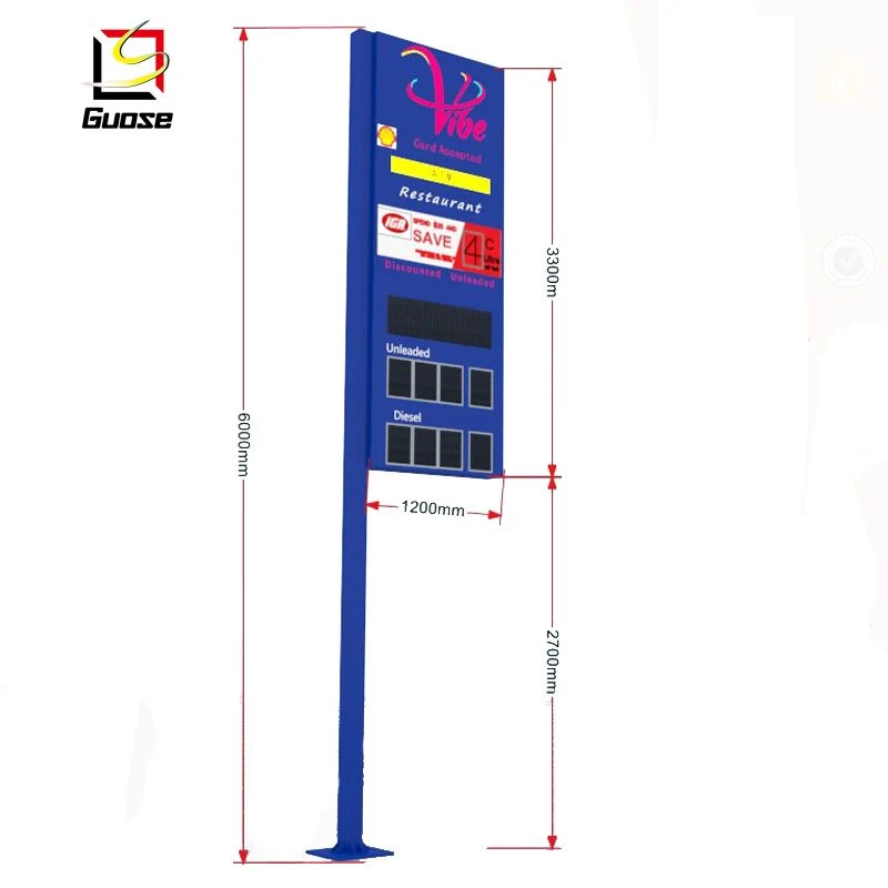 Gas Station Sign Board LED Outdoor Pylon Sign Road Directional Sign Products for Gas Stations