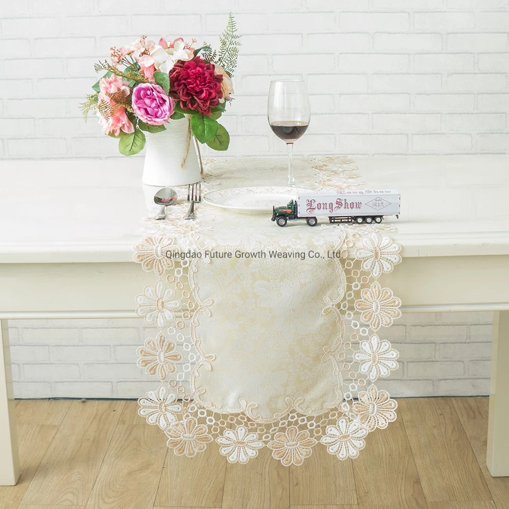 100cm*150cm Cationic Cloth Fabric Jacquard Gold White Color Table Cloth