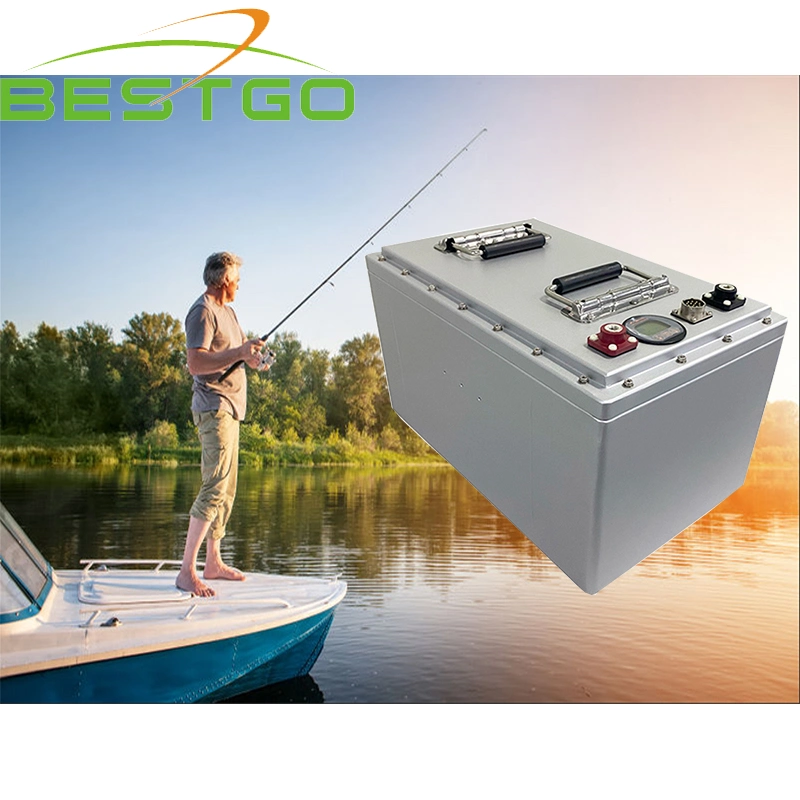 Wasserdichtes Aluminiumgehäuse mit hoher Kapazität und Smart BMS 100Ah 48V LiFePO4 Golfwagen Batterie für Solar Power System