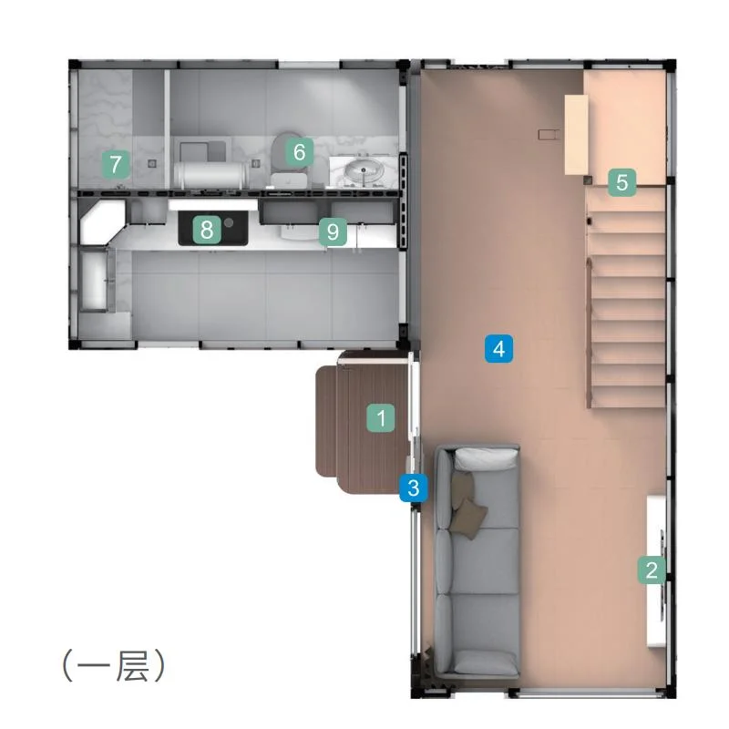 Two-Story Movable Prefab Prefabricated Capsule Hotel Apple Cabin Hotel Style Residential