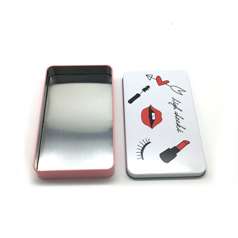 Pinceau à maquillage rectangulaire fin personnalisé pour sourcils emballage boîte en étain