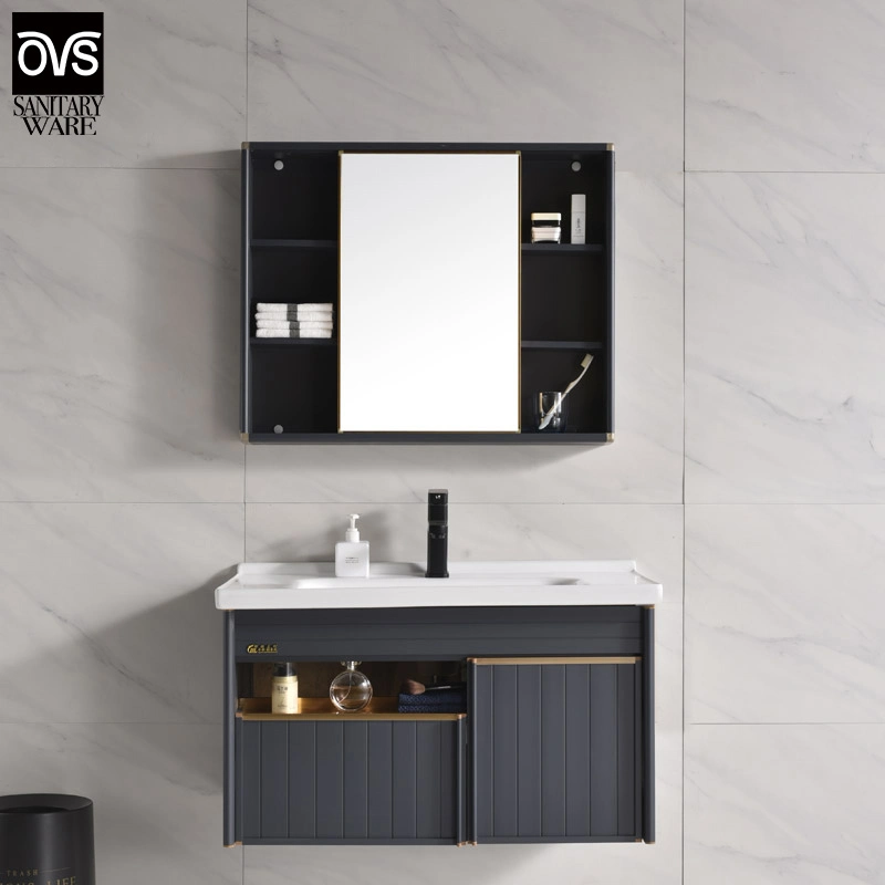 Muebles de baño armario de pared blanco verde de la vanidad de baño de aluminio