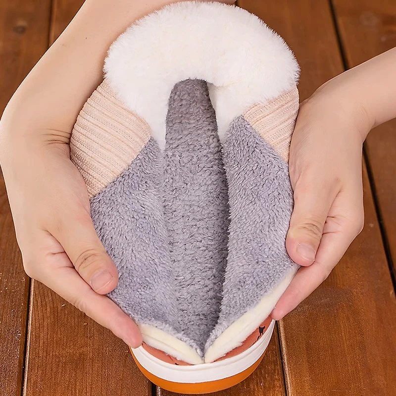 Autumn Winter Cozy PVC Anti-Slip Women Men's High Layer Plush Cotton Slippers Shoes