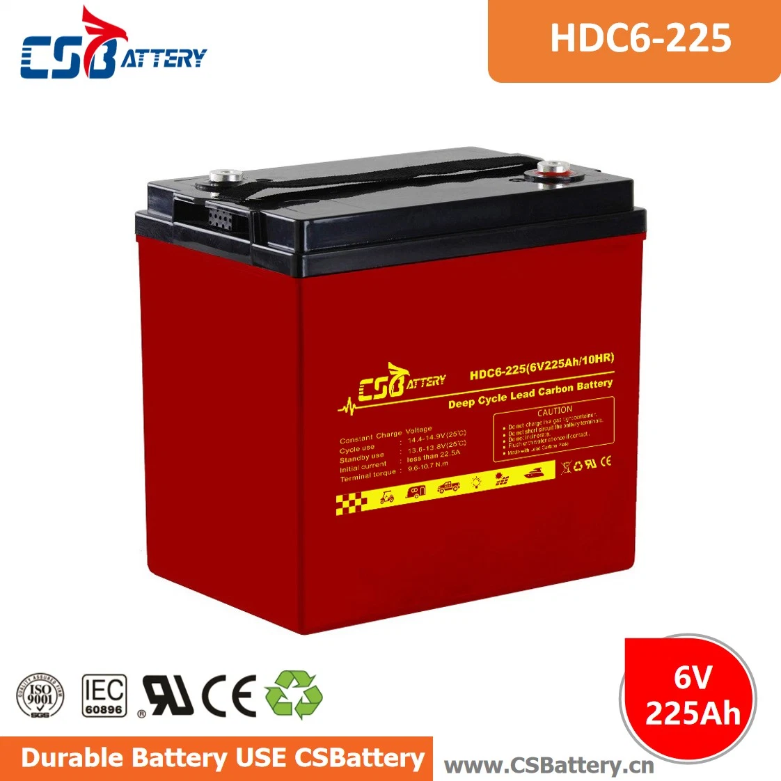 Csbattery 12V90Ah de Energía Eléctrica Industrial Lead-Carbon Batería para Powered-House-Monitor-System/Motorcycle-Parts/Bts-Stations/carretilla/Amy