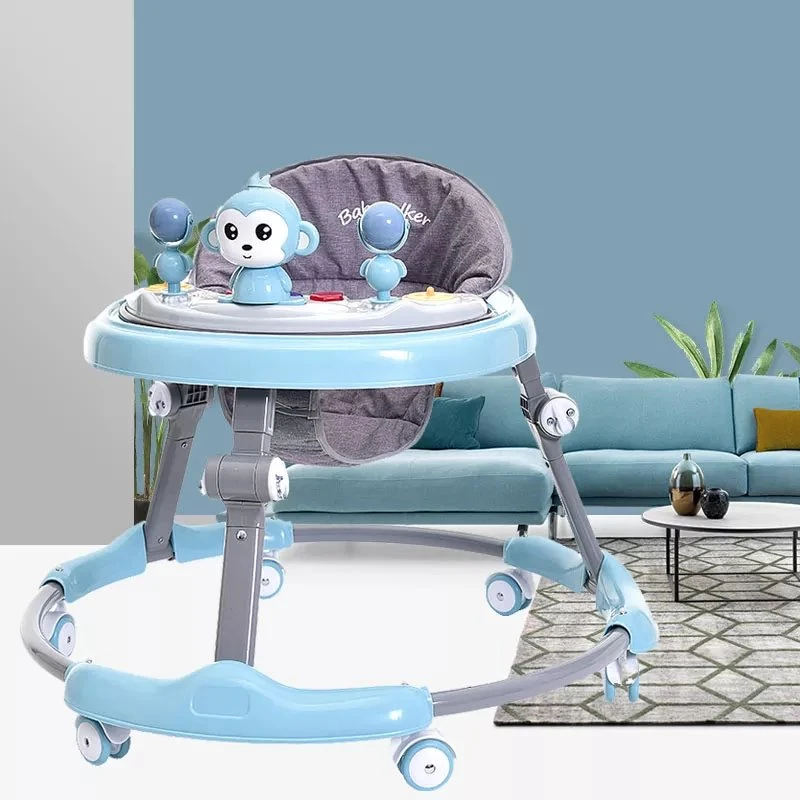 Portable plegable Baby Walker en ruedas, Cartoon Baby Walkers