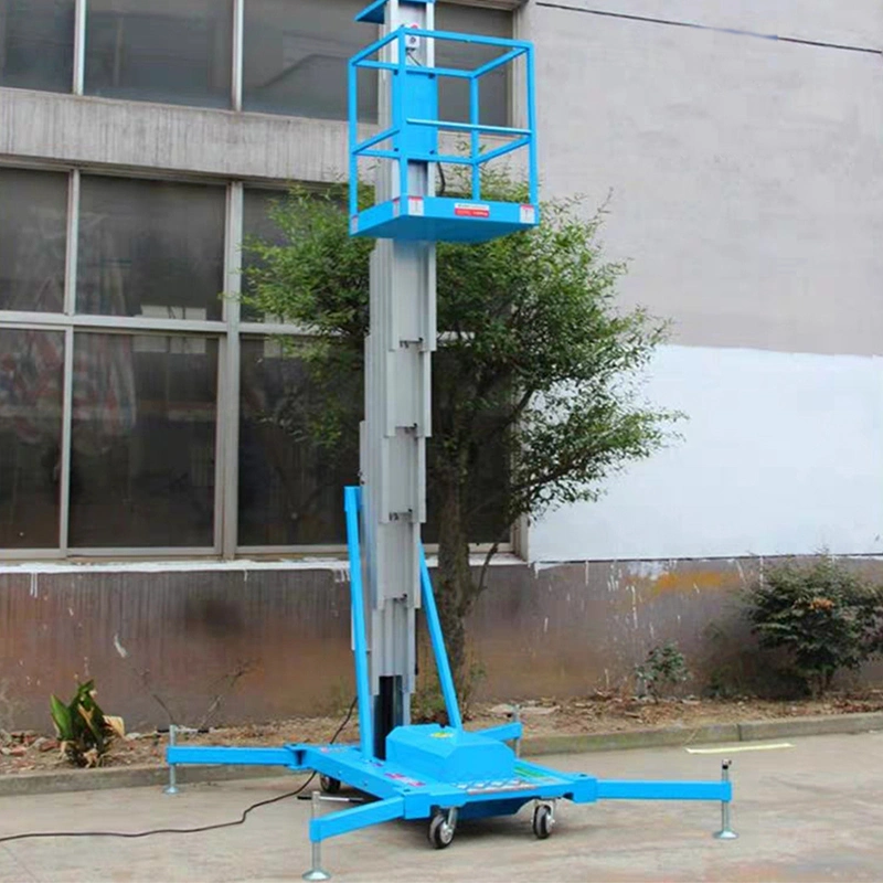 8m Smart Single Mast Aluminum Lift with Forklift Hole and Hook Easy for Transport for Cleaning and Outdoor Advertisement Work