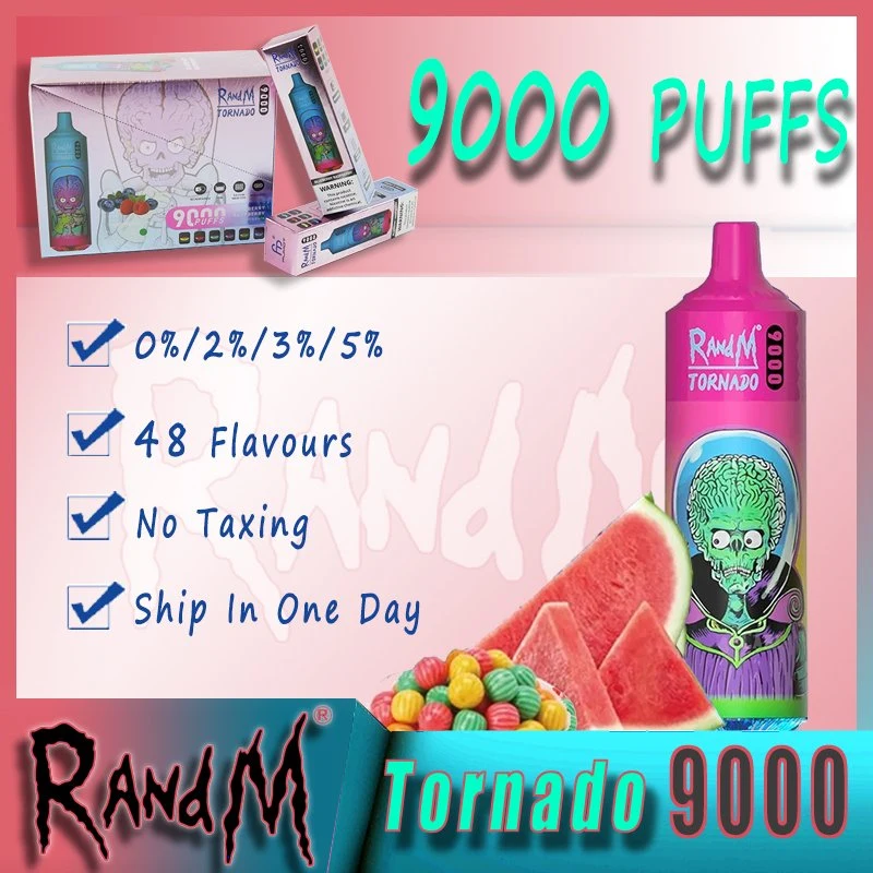 Оригинальный Randm Tornado 9000 Disposable/Chargeable E сигареты Vape 9000 Puff 0%/2%/3%/5% E-Liquild 18 мл Перезарядка 9000