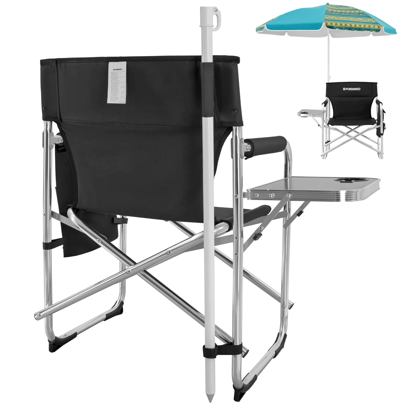 Umbrella Holder Armrest Side Table Aluminum Lightweight Oversized Director Beach Chair