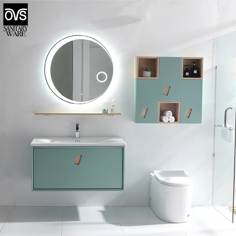 Modern LED Indoor Wall Lamps Wooden Mirror Bathroom Vanity Solid Wood Washroom Cabinet Warm Home Decor