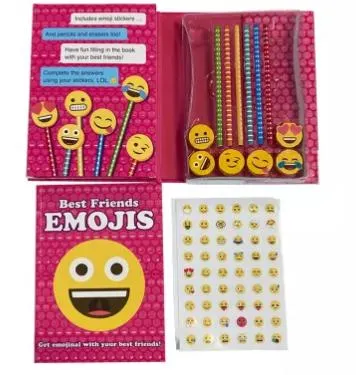 Ensemble de crayons personnalisé avec motif émoticône de visage souriant Box