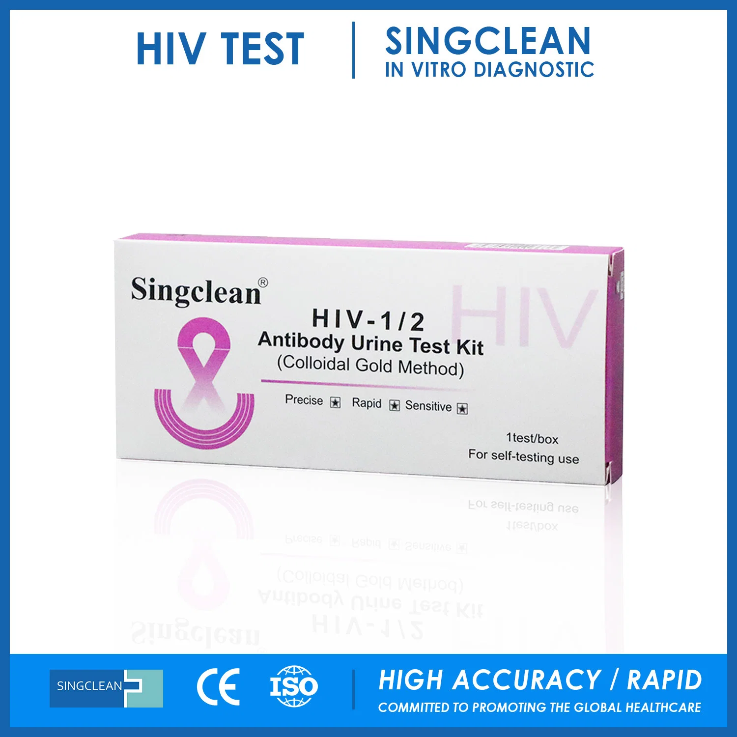 Singclean Mayorista Aprobado por la CE Kit de prueba de orina rápida para el Virus del VIH para el Síndrome de Inmunodeficiencia Adquirida.