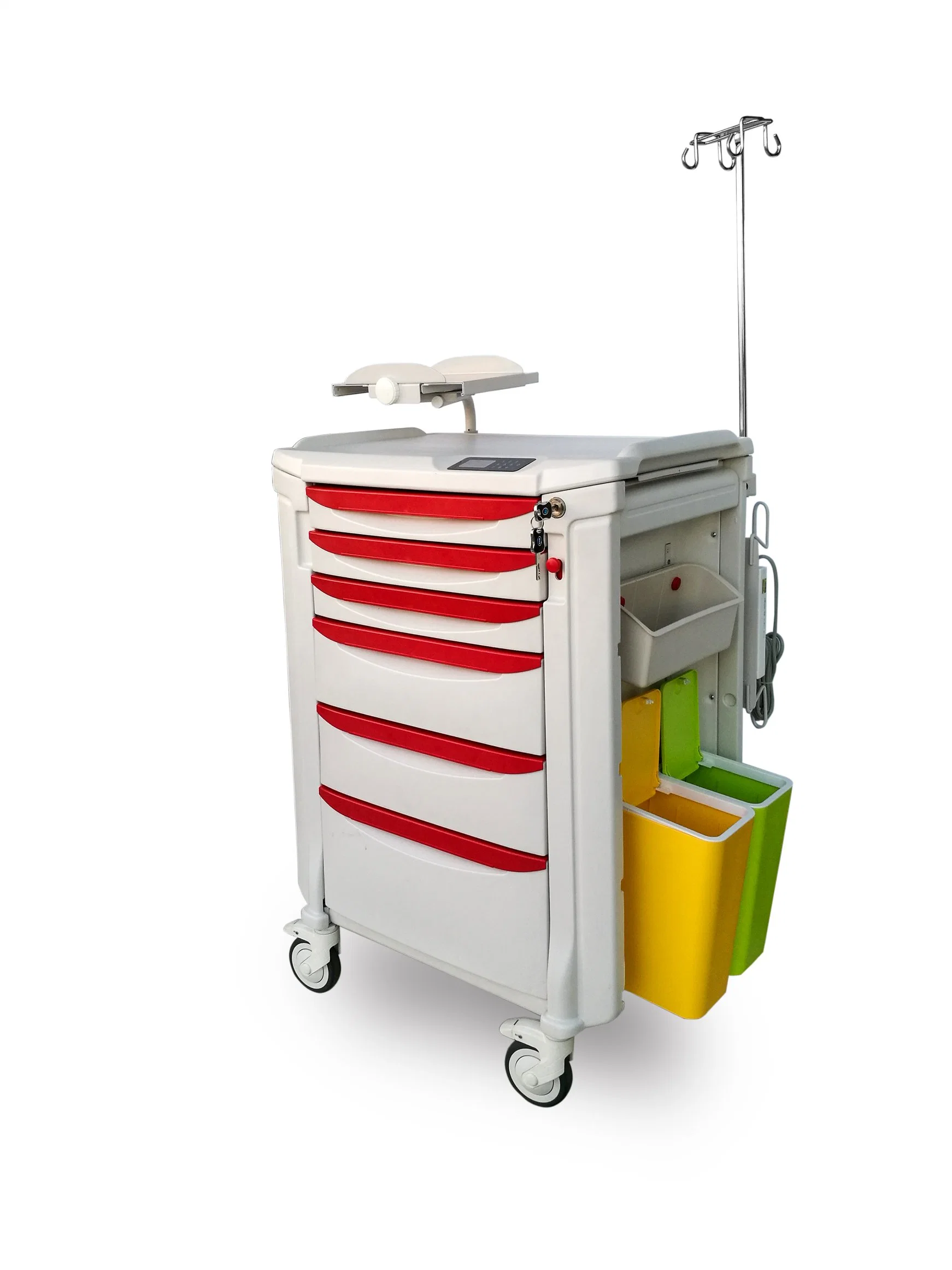 Plastic HDPE Medical Crash Cart Hospital Trolley