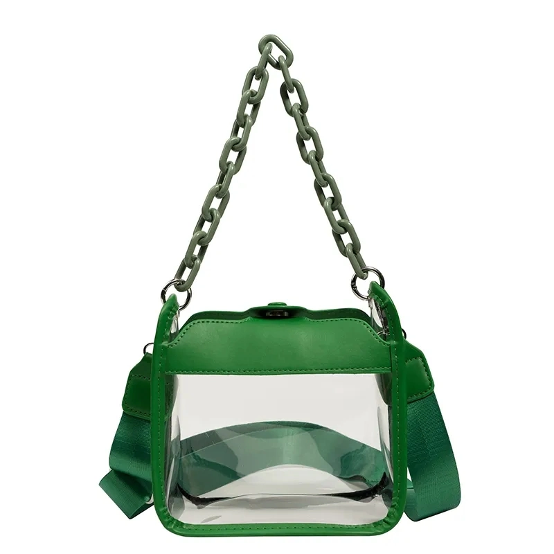 Wholesale Transparent PVC Messenger Bag Customized Fashion Chain Shoulder Clear Women Crossbody Bags