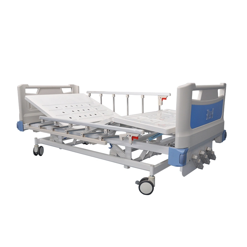 Manual de 3 funciones cama de Hospital Medical paciente la manivela cama ajustable con rieles laterales de plástico ABS