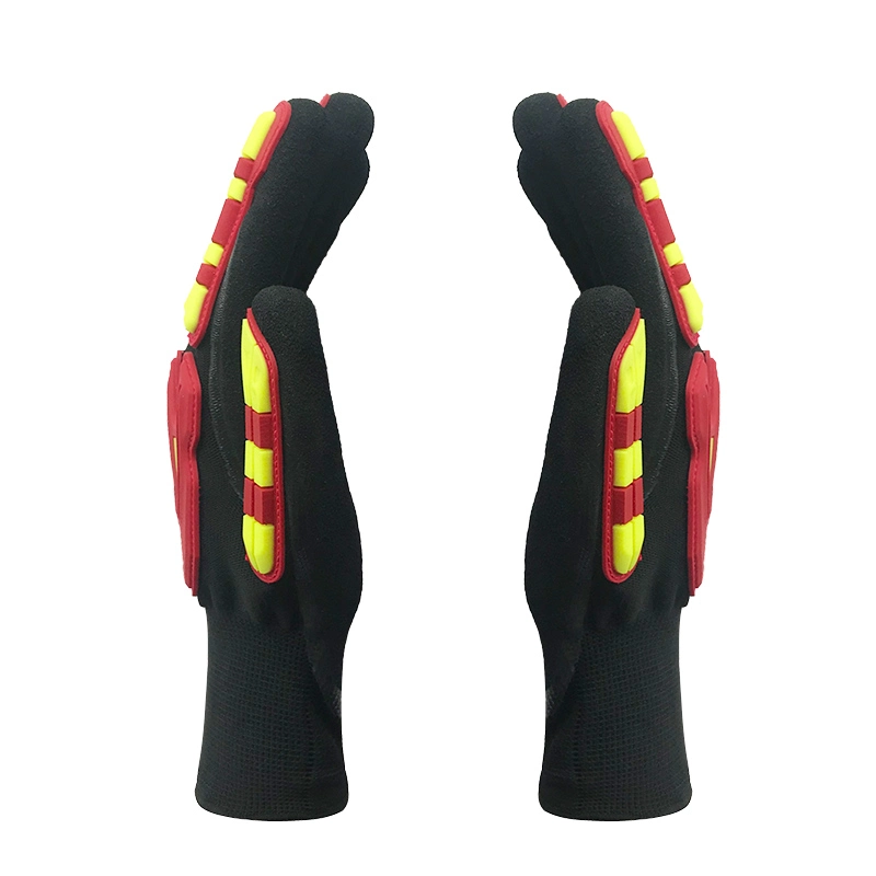 Custom Logo Red Black Coated Oil Wet Grip Work Gloves Men Rubber Safety Gloves