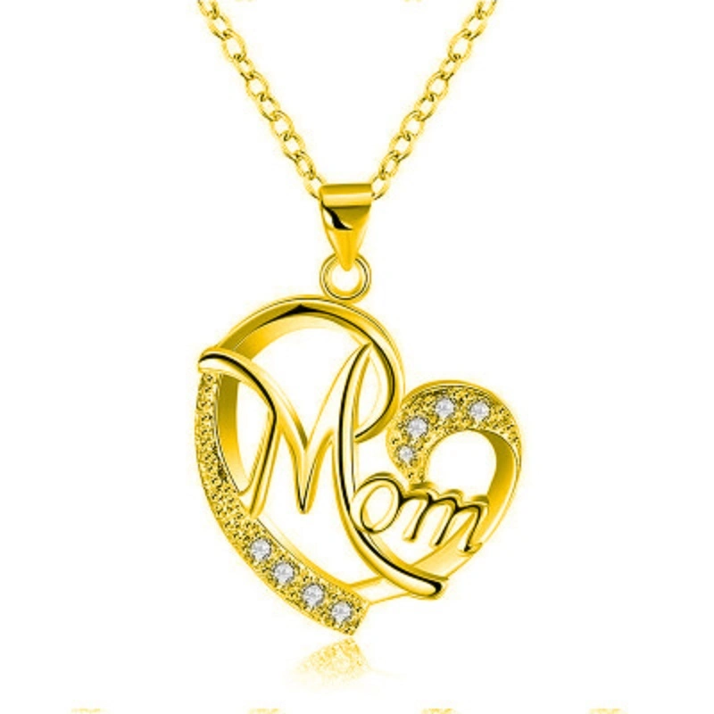 Mom Charm Necklace 925 Sterling Silver Cubic Zirconia Mother Infinity Love Heart Pendant Necklace Gift for Mother Grandmother Esg14258