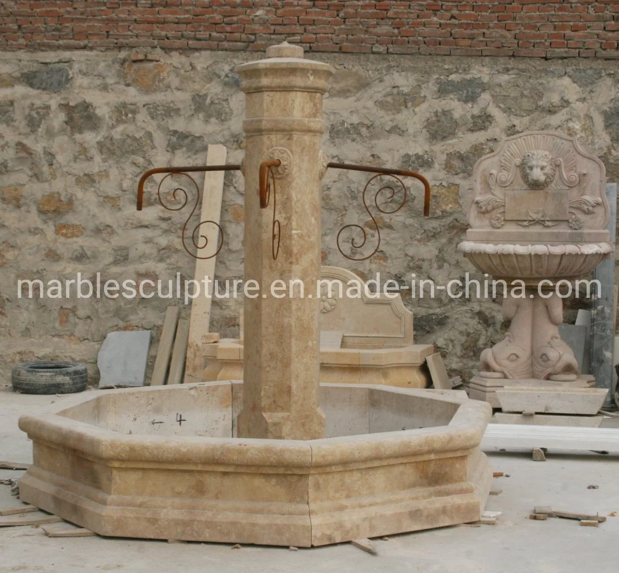 Outdoor Decoration Simple Style Hand Carved Stone Marble Water Fountain (SYF-072)