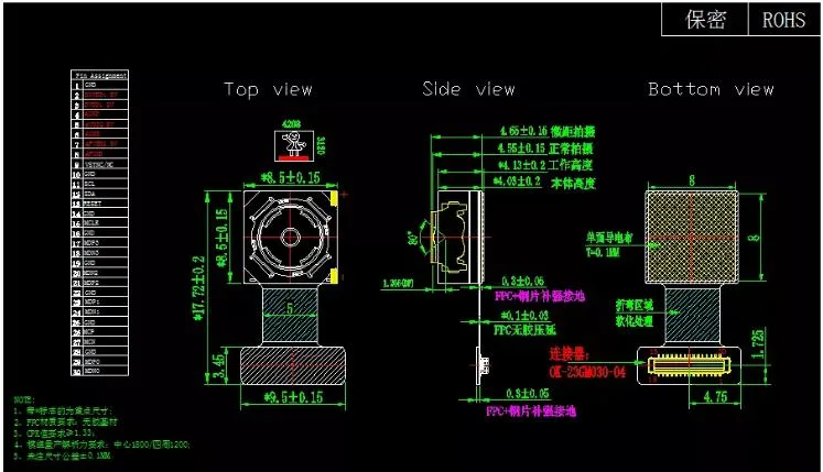 Módulo de câmara de grande angular de 16 MP Sensor CMOS da Sony Imx481 Pdaf Módulo da câmara