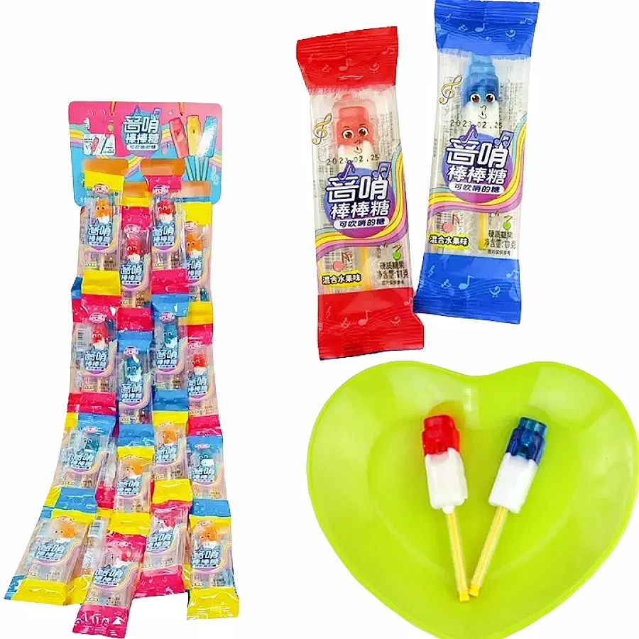 China Wholesale/Supplier Colorful Sweet Music Whistle Lollipop Hard Candy for Kids