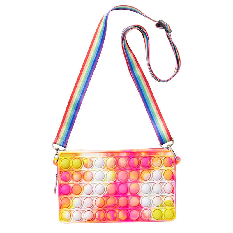 Nuevo disco de descompresión Fidget Cosmetic Bolsa bandolera de Puzzle Bubble pluma de silicona Caso emergente Fidget Popper Lápiz caso Bolsos con bandoleras