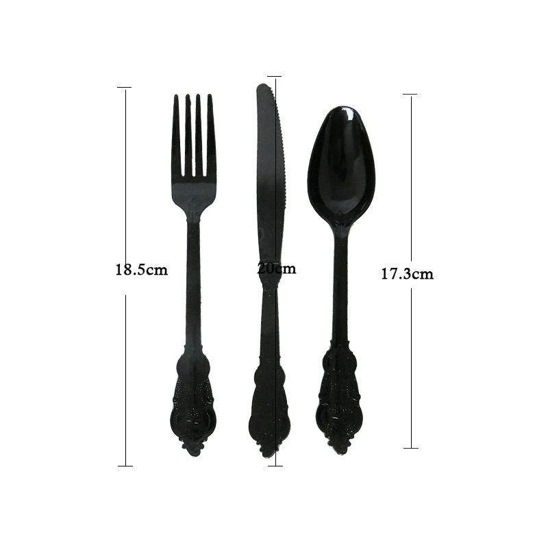 Disposable Plastic Party Cutlery Tableware Sets Knives+Spoons+Forks Long Handle Solid for Wedding Birthday Travel