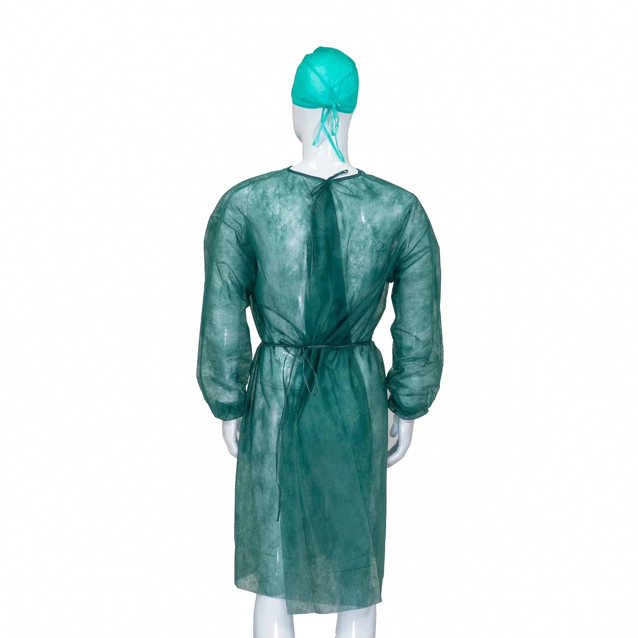 Elastic Cuffs Fluid-Resistance Disposable Medical Use PP Isolation Gown Long Sleeves Disposable Patient Gown for Hospital