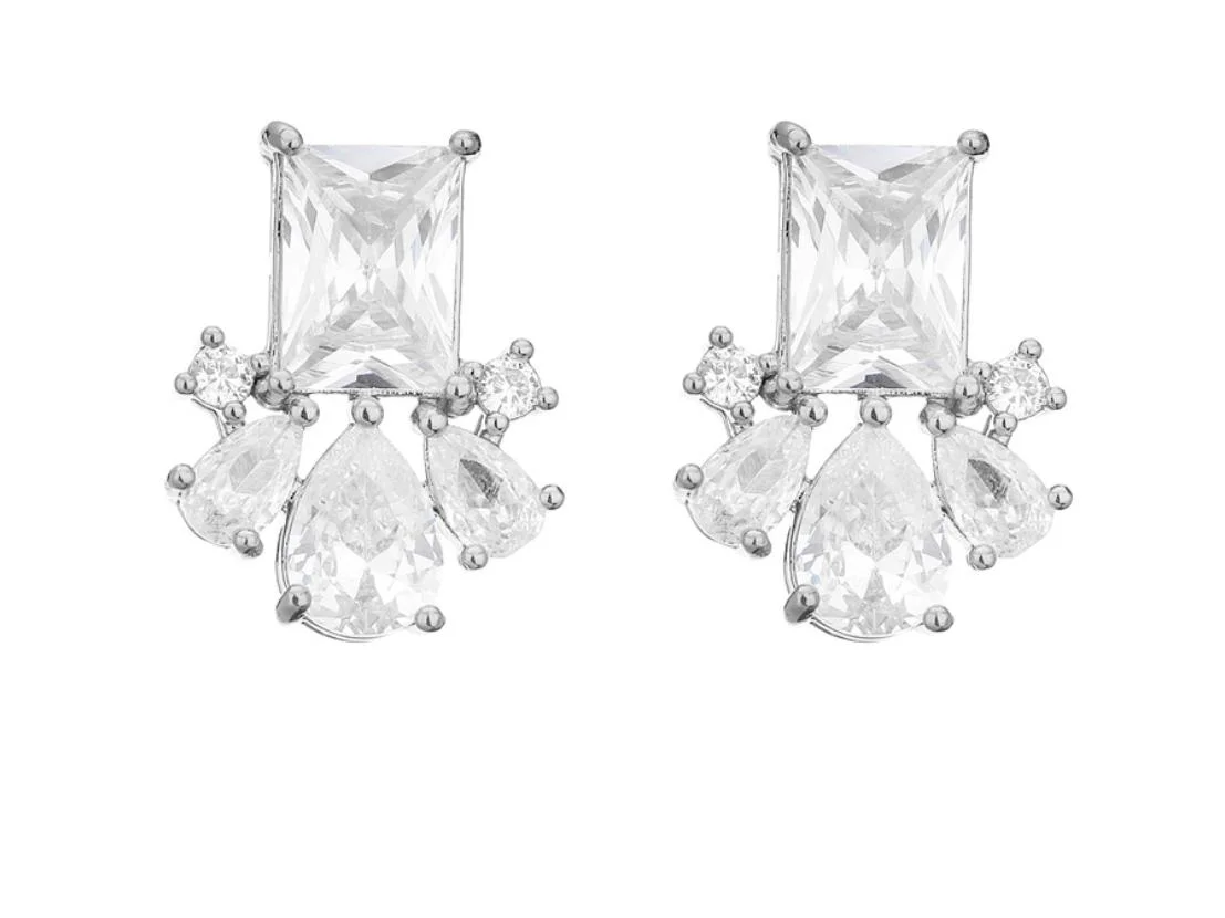 CZ Earring. Bridal Wedding CZ Earring Jewelry. Fashion Accessories