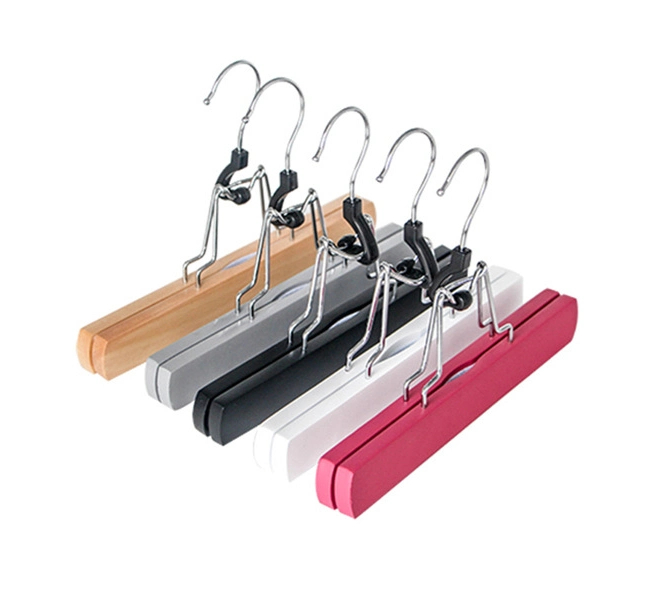 Wooden Bottom Clips Hangers Made of Solid Wood with Custom Logo for Pants/Trousers Display