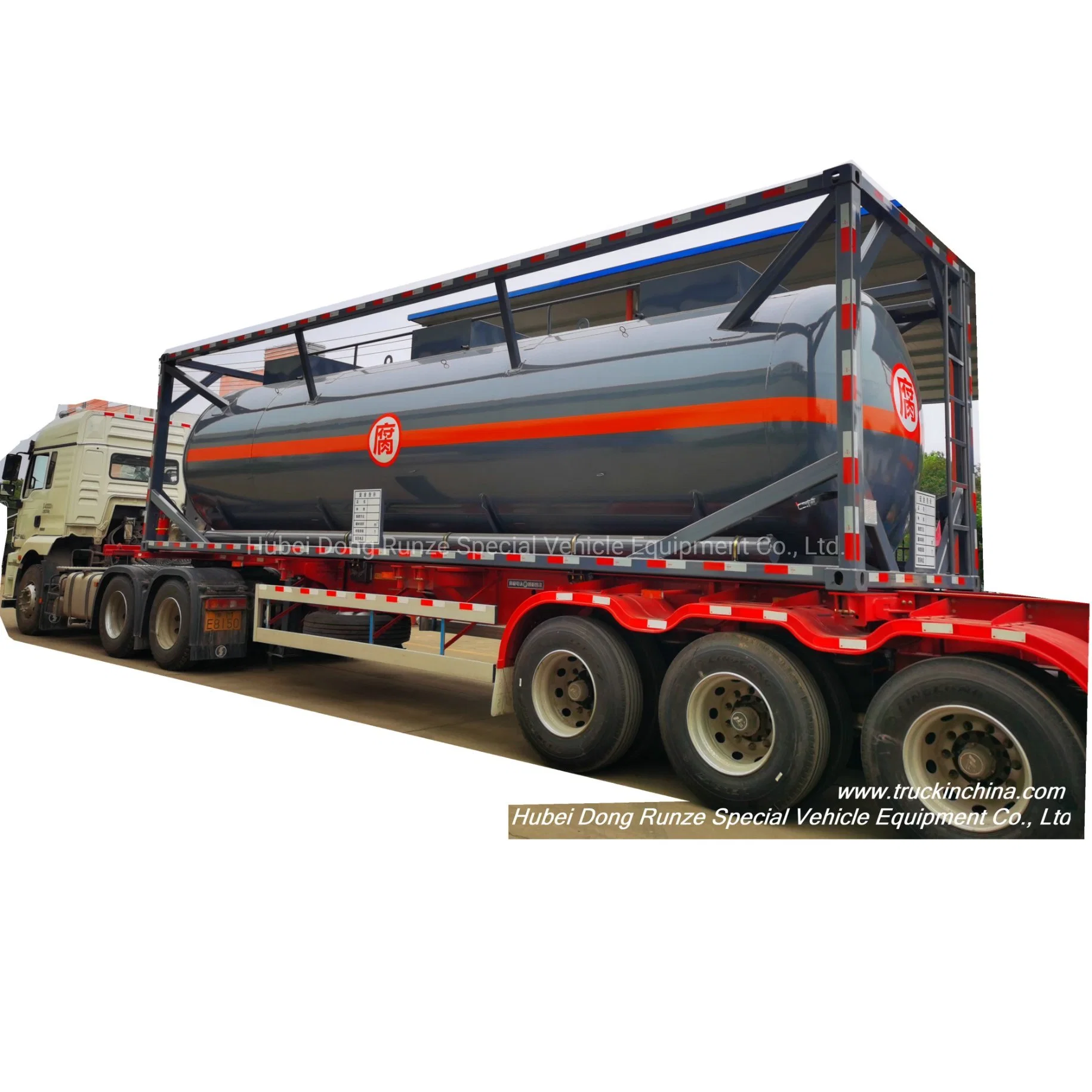 30FT PE Lined Composite Tank Containers for Chemicals Hydrochloric Acid HCl, Caustic Soda, Sulfuric Acid, Ferric Chloride (Road Transport Swap ISO Tank)