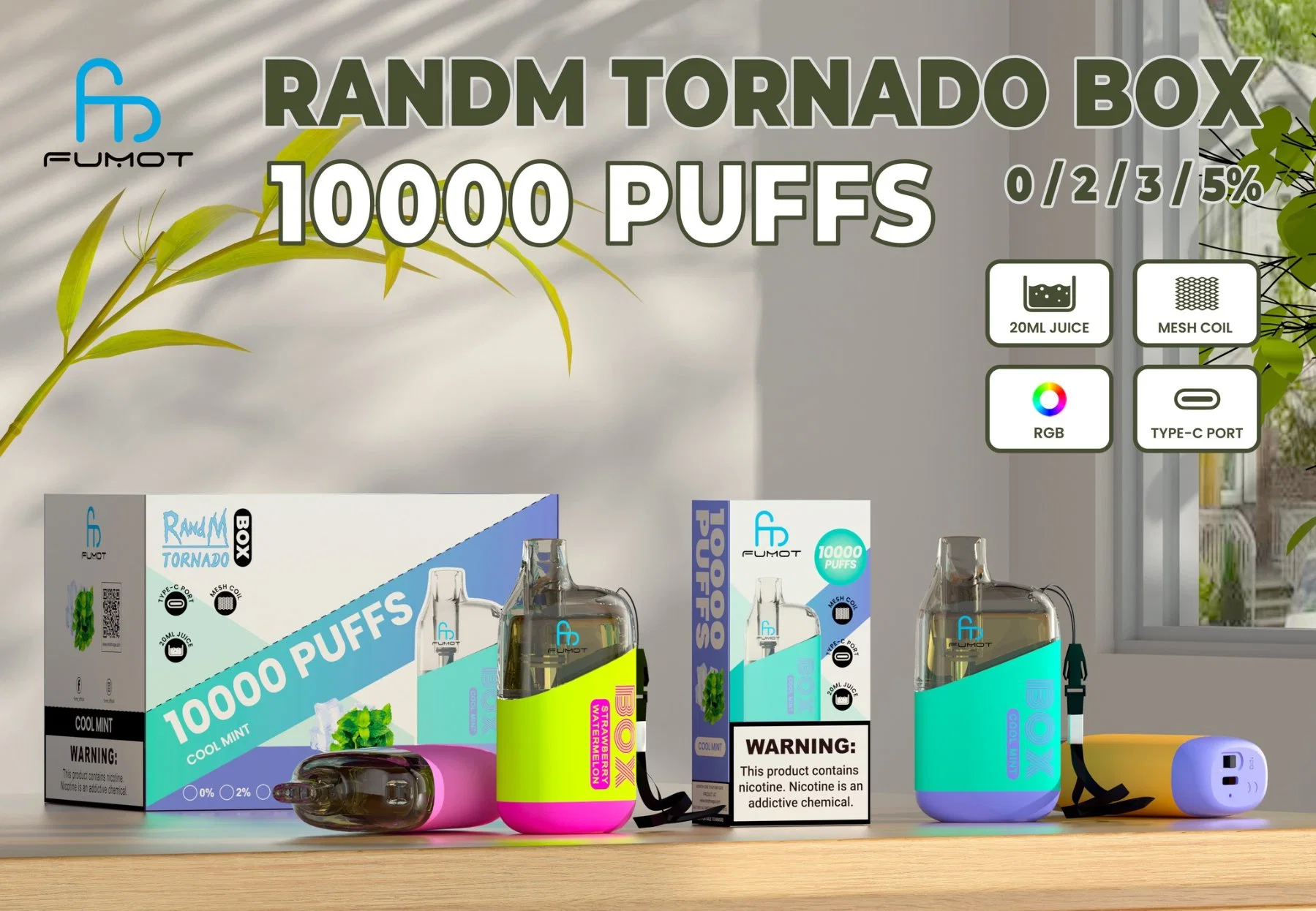 Increíble sabor Vape Fumot Tornado Box 10000 hits de la bobina de malla Atomizer E Cig jugo Vape vaporizador