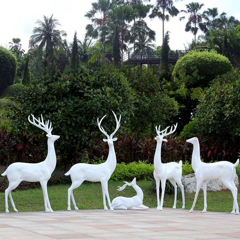 Wasserdichte Outdoor Garten Weihnachten Rentier 3D Fiberglas Skulptur Dekoration für Hausgarten