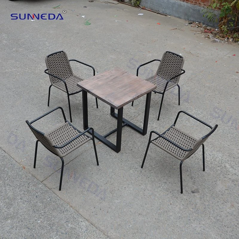 Teak Wood Outdoor Garden Aluminum Furniture Elegant Dining Table Set