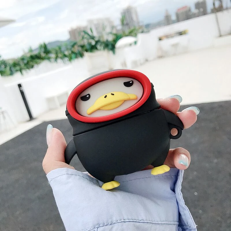 3D Cartoon adorable Pingüino Auricular de protección de silicona Caso Airpods PRO