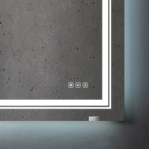 Smarttouch Customized Rectangle Wall Framed Defogger Bathroom LED Mirror Time Display