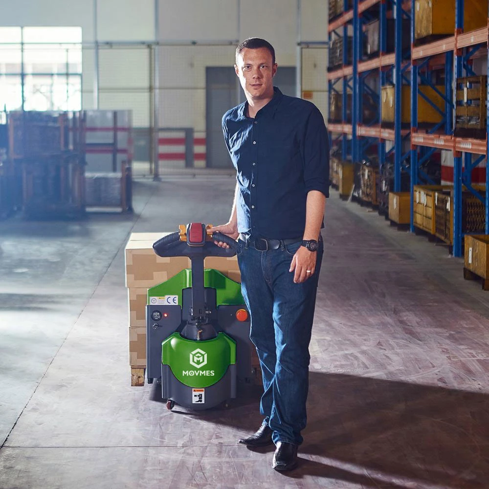 Mini Typ 1500kg 1,5ton Walkie Powered/Electric Pallet Jack Truck Preis Mit Bleiakku, der in Werkstattcontainern/Supermarket/Frachtcontainern in den Reihen der Gänge verwendet wird