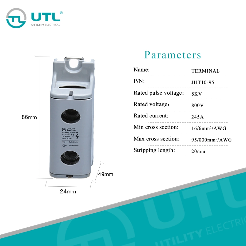 Universal Terminal pour les conducteurs en aluminium de grandes bornes de câblage de l'aluminium actuel