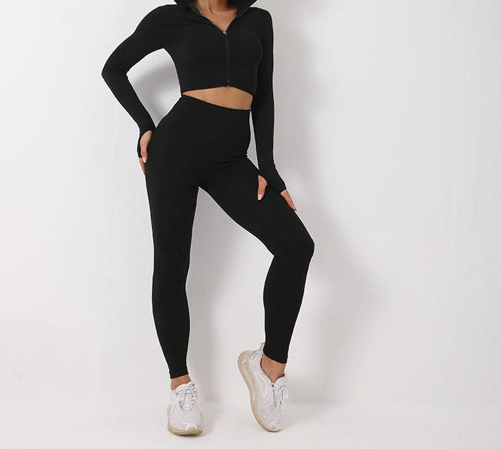 Vêtements de sport de mode manches longues Zippued Active Wear pour Femme