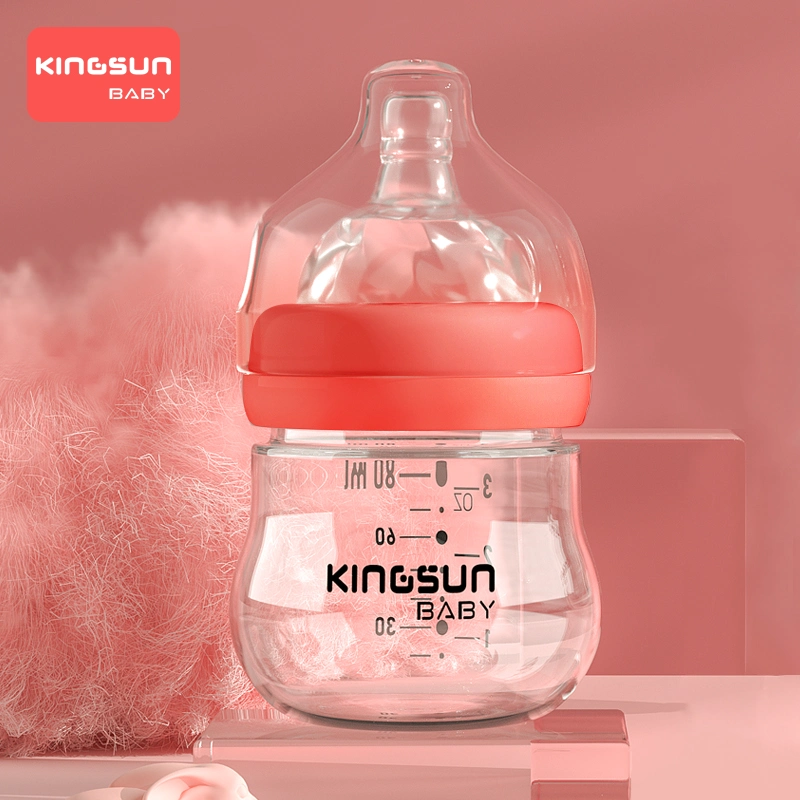 Glass Baby Bottle OEM/ODM 80ml/160ml Newborns Nursing Glass Feeding Bottles Cartoon Design