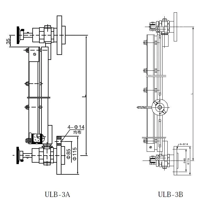 Indicador de nivel de vidrio tipo plano Venta en caliente indicador de nivel mecánico placa de alta calidad indicador de nivel de tipo ULB-3A-C, ULB-3b-C, ULB-3c-C.