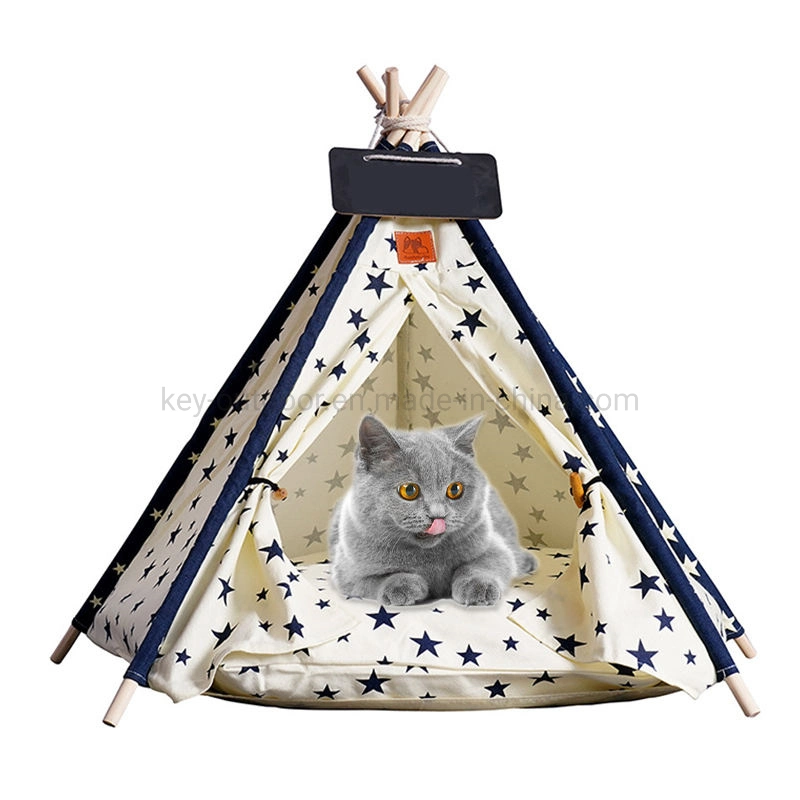 Pets Foldable Poles Soft Tipi Warm Comfortable Teepee High Quality Cushion Dog Cat Pet Tent Cage Carrrier House