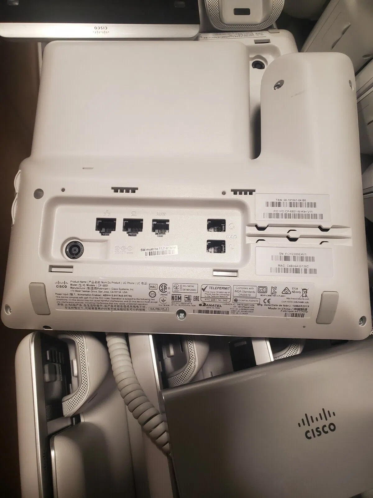 Cisco CP-8851-W-K9 VoIP IP Afficheur LCD couleur Poe Téléphone blanc