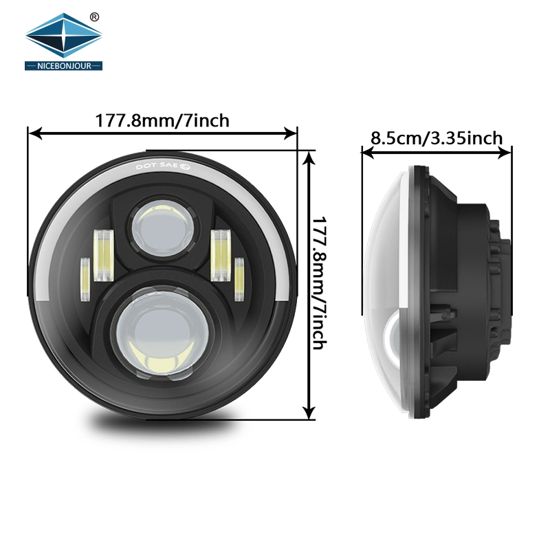 High Low Sealed Beam Wrangler Jk Hummer Toyota Defender Niva 4X4 Lada Harley Motorcycle Jeep 7 Inch Round H4 Amber DRL LED Headlight Auto Lamps Car LED