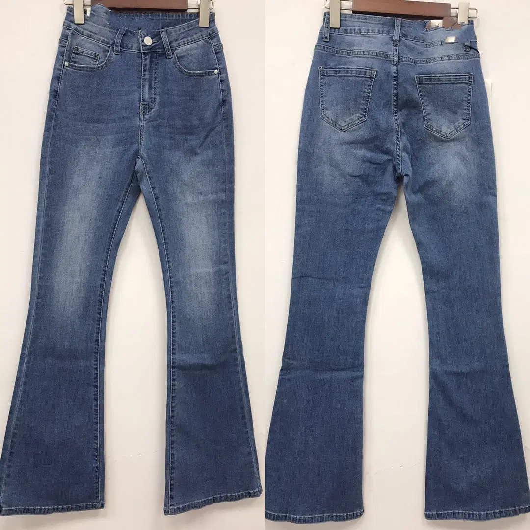 A fábrica de venda directa de alta qualidade de algodão elastano mulheres Denim Personalizados Cowboy Jean calça um par de calças