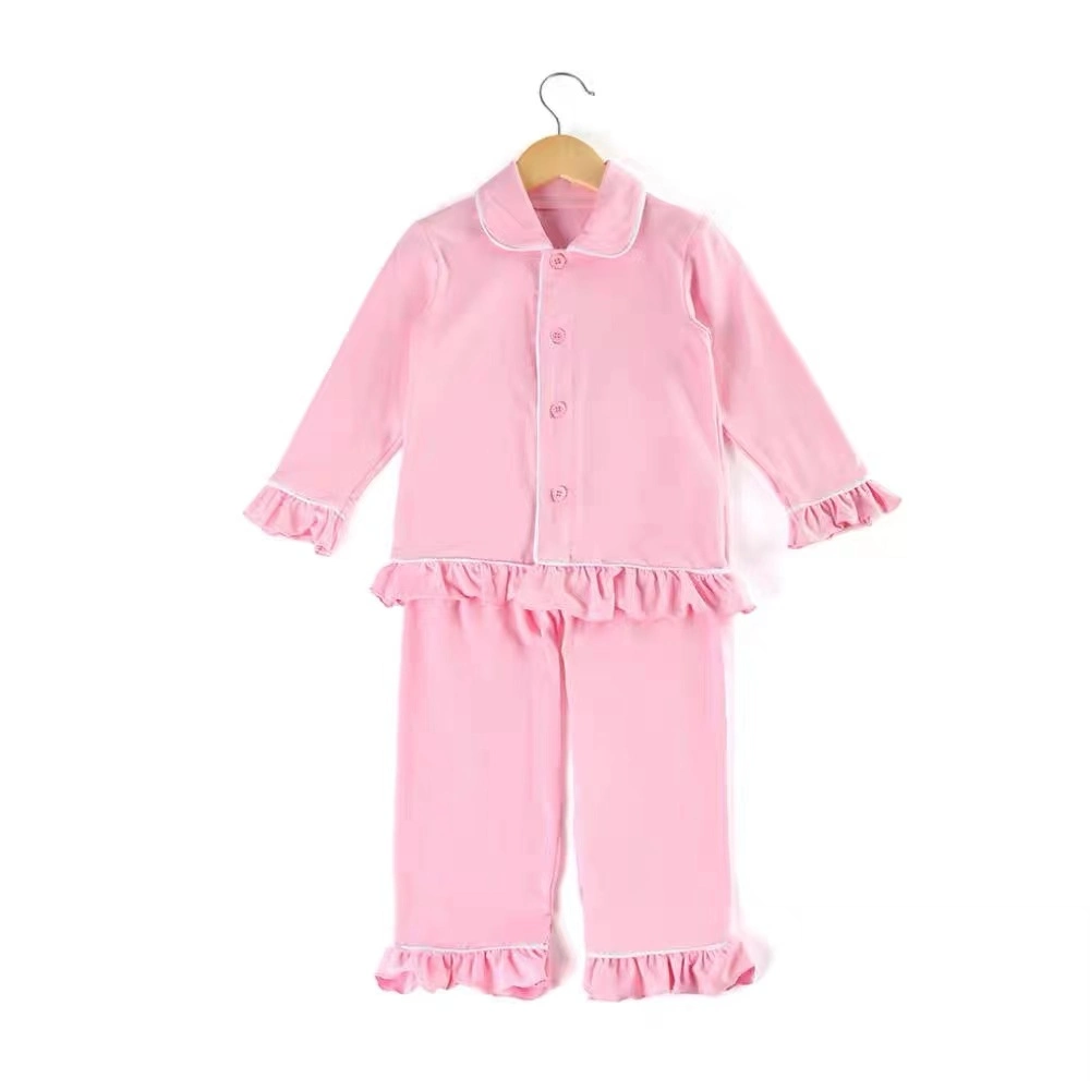 Wholesale/Supplier Christmas Children's Cotton Pajamas Set, Girl's Shirts and Pants, Kid's Solid Clothing, Soften Knit Clothes Home Wear Set