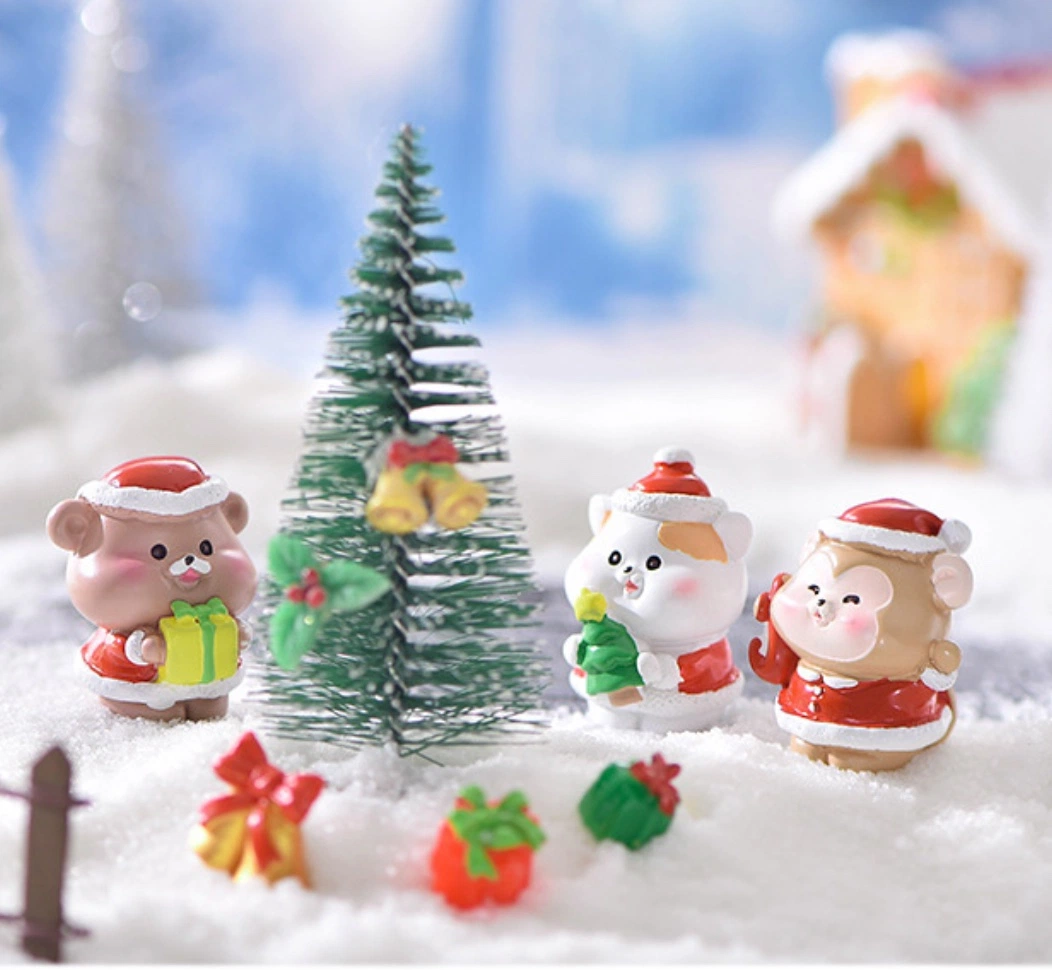 Weihnachten Tier Spielzeug Kinder Geschenk 4cm Harz Wohnkultur Kawaii Puppenhaus-Kunsthandwerk