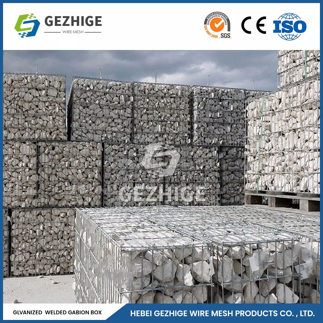 Gezhige 100X150mm Mesh geschweißte Mesh Box Korb Lieferant hohe Sicherheit Günstige geschweißten Gabion Körbe China 150X100X30 Größe geschweißte Stein Gabion Feld