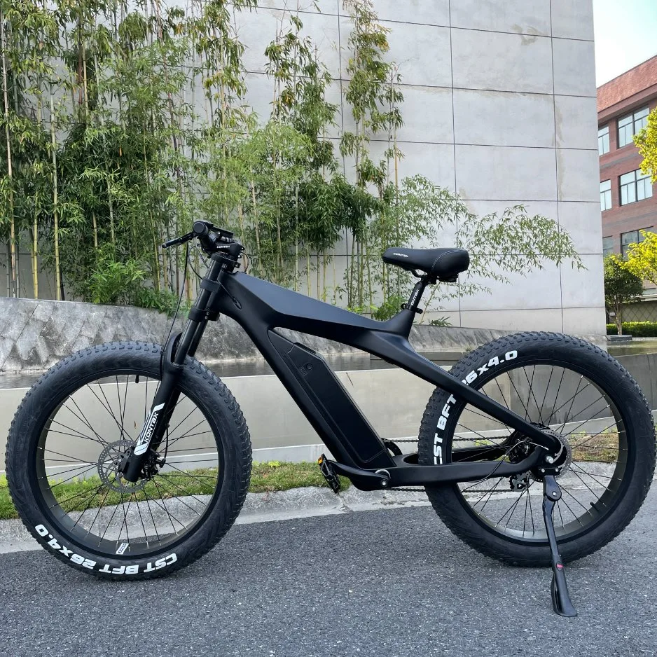 В полной мере Kontax черный 26-дюймовый корпус из углеродного волокна электрический велосипед на базе велосипедов для взрослых с маркировкой CE Ebike мотоциклов