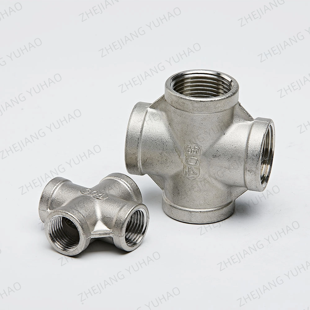 DN15 to DN100 Thread Cross Stainless Steel 304/316L Grade 4 Way Tee