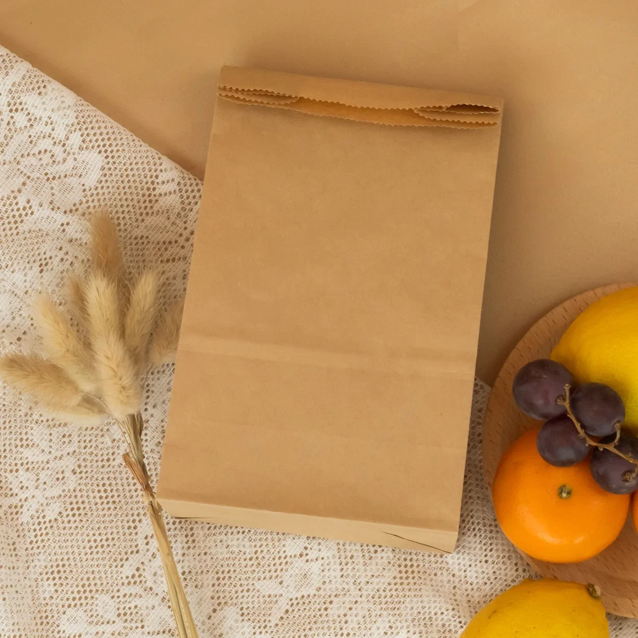 Bolsa de papel Kraft de buena calidad, papel estucado a prueba de grasa desechable Comida rápida llevar bolsas de embalaje