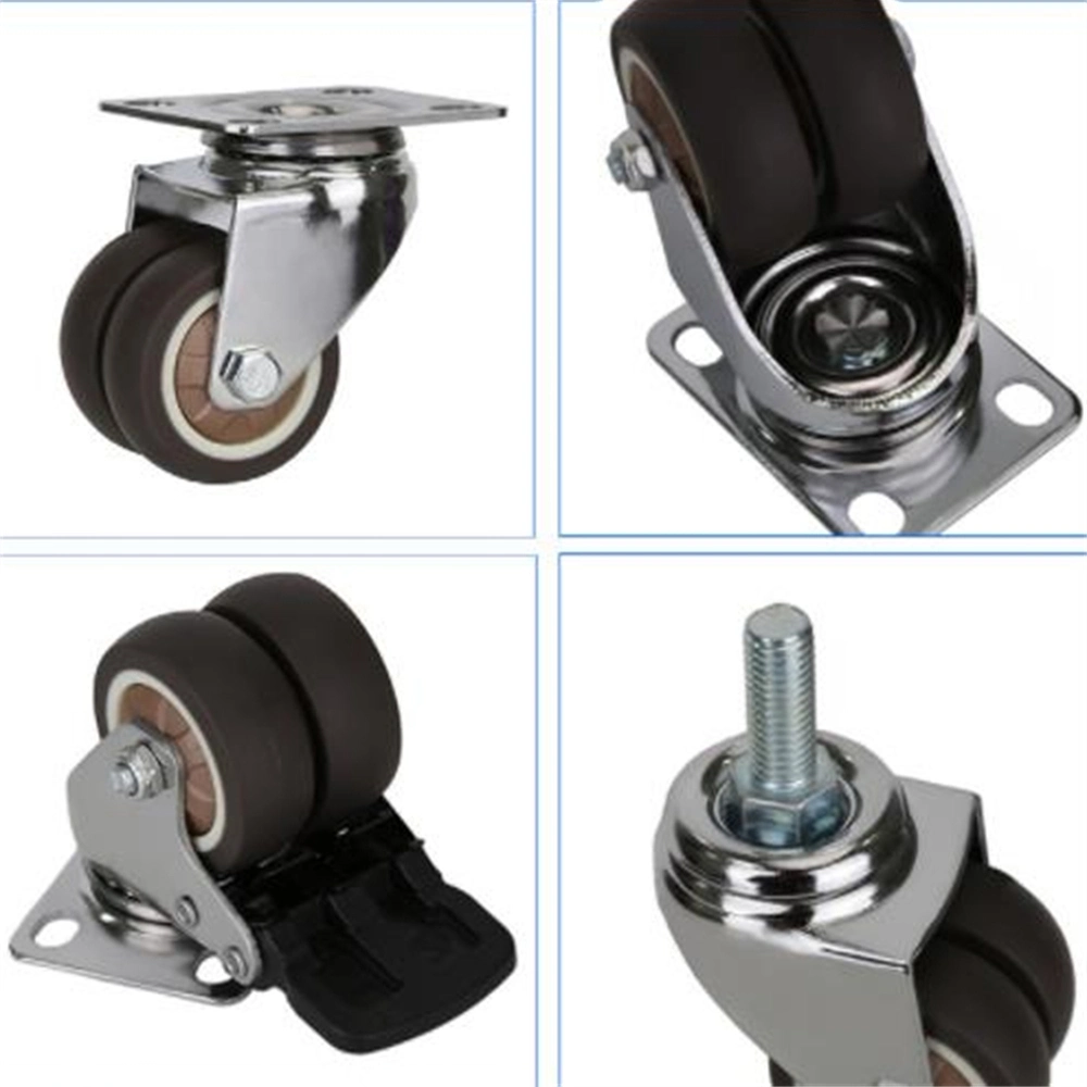 TPR Gummi Doppelrad Möbel Caster Universal Rad starr Swivel Bremsrollen Fabrik Industrie-Rollen mit Gewindestangen